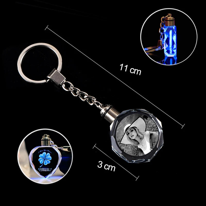 personalized keychain glows for car keys women men festival Gift boyfriend  girlfriend Custom photo gift love Keyring pendant