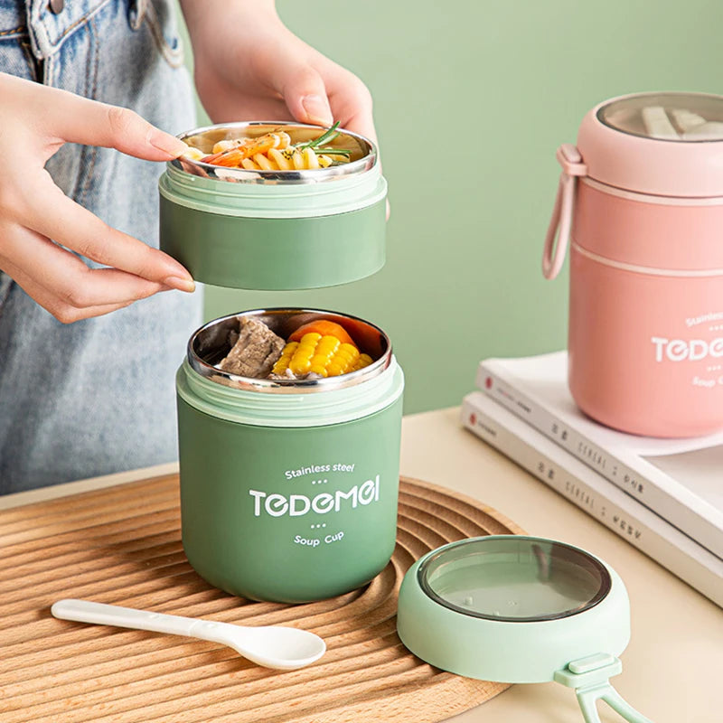 710ML Stainless Steel Lunch Box Drinking Cup With Spoon Food Thermal Jar Insulated Soup Thermos Containers Thermische lunchbox