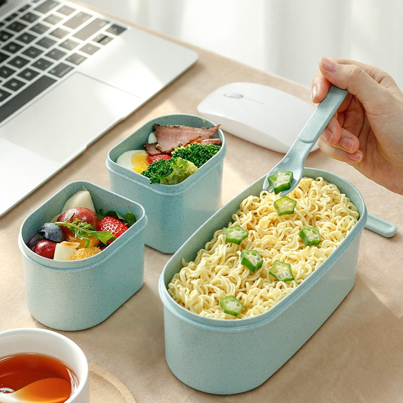 1450ML lunch box high food container eco friendly bento box  lunch japanese food box lunchbox meal prep containers wheat straw