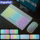 Tastatur für Tablet Android iOS Windows Kabellose Maus Tastatur Bluetooth-kompatible Regenbogen-Hintergrundbeleuchtung Tastatur für iPad Telefon