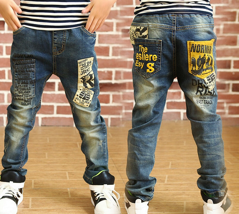 IENENS 4-11Y Boys Slim Straight Jeans Summer Classic Light Color Bottoms Children Denim Long Pants Kids Baby Boy Casual Trouser