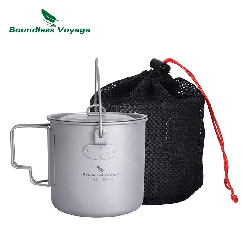 Boundless Voyage Titanium Mug Camping Cup Supplies Outdoor Pot with Lid Lightweight Cookware Travel Tea Coffee Tableware