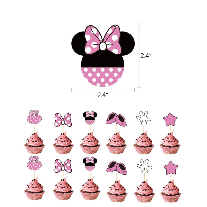 Minnie Mouse Pink Cake Topper And Cupcake Topper 1st Birthday Party Supplies Decorations For Baby Girl Favor Birthday Cake Decor