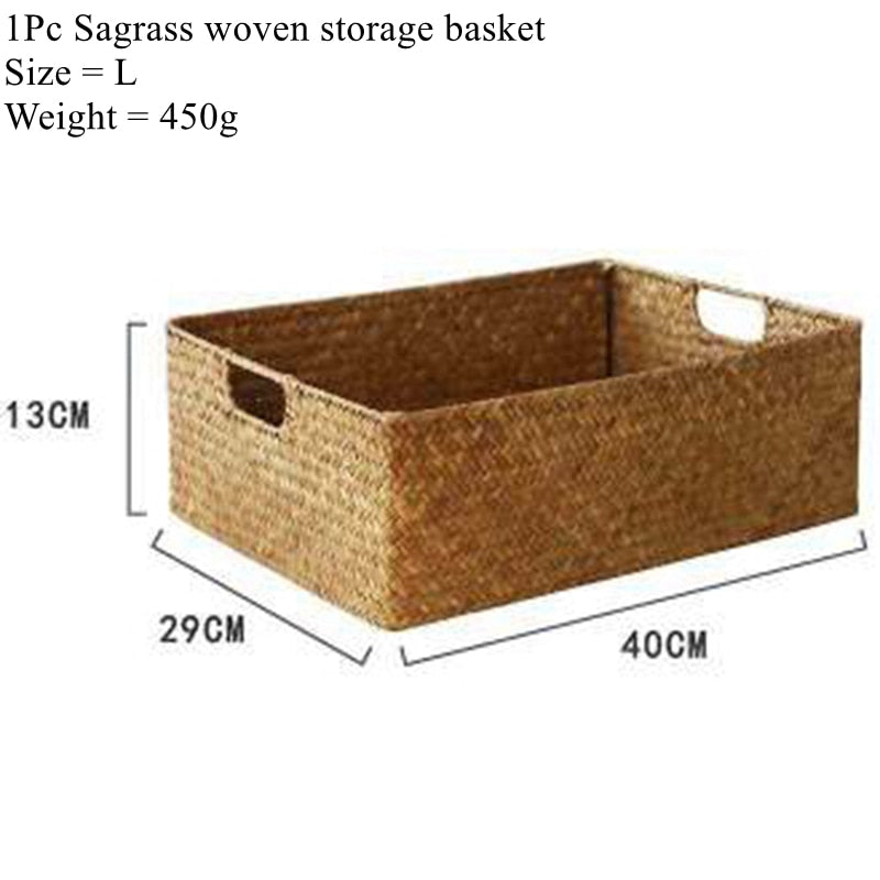 Zerolife Natural Large Woven Seagrass Basket Of Straw Wicker For Home Table Fruit Bread Towels Small Kitchen Storage Container