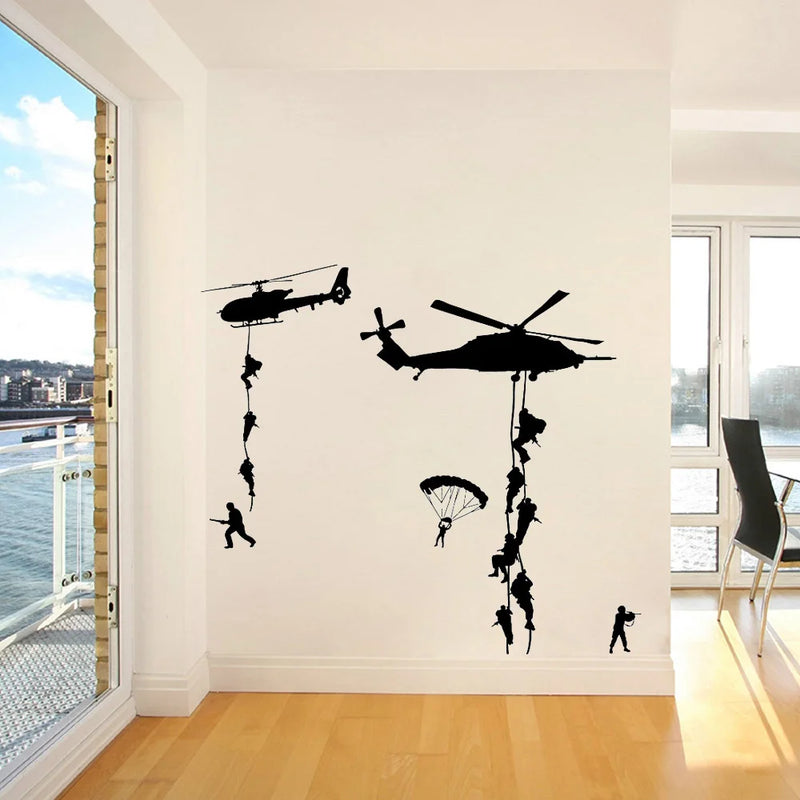 Army Soldier Wall Stickers Vinyl Art Decals Teens Boys Men Military Fans Bedroom Home Decoration