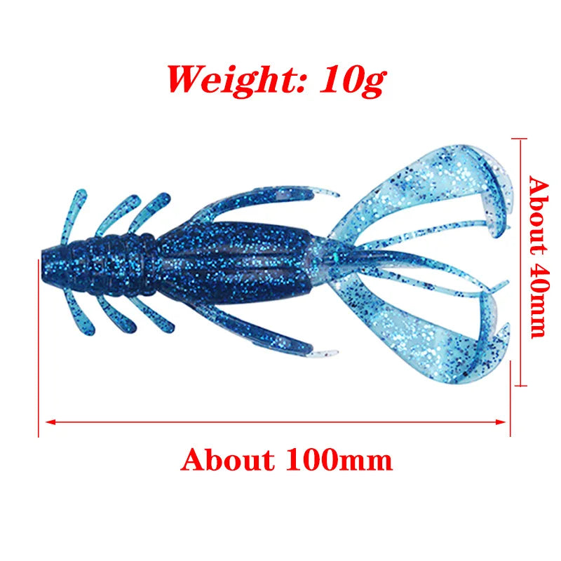 2PCS Shrimp Shaped Silicone Soft Bait 10cm 10.5g Crankbait Fishing Lure Jig Wobblers Perch Artificial Crazy Flapper Swingbaits