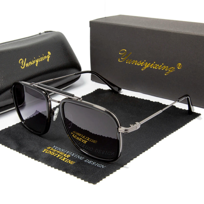 YUNSIYIXING Polarized Men's Sunglasses Square Fashion Brand Sun Glasses Men Women Vintage Driving Rectangle Anti-Glare Eyewear