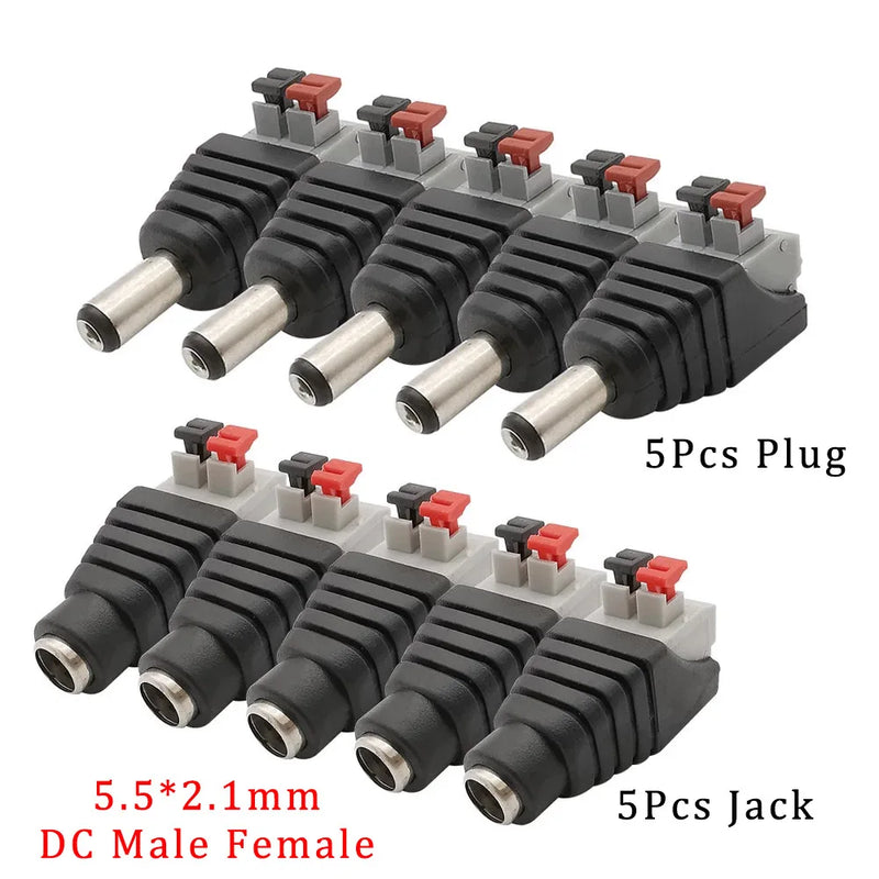 10Pcs DC Power Jack Socket Connector 5.5*2.1mm 3.5x1.3mm Male Female DC005 DC022 DC099 DC plug socket Nut Panel Mount Adapter