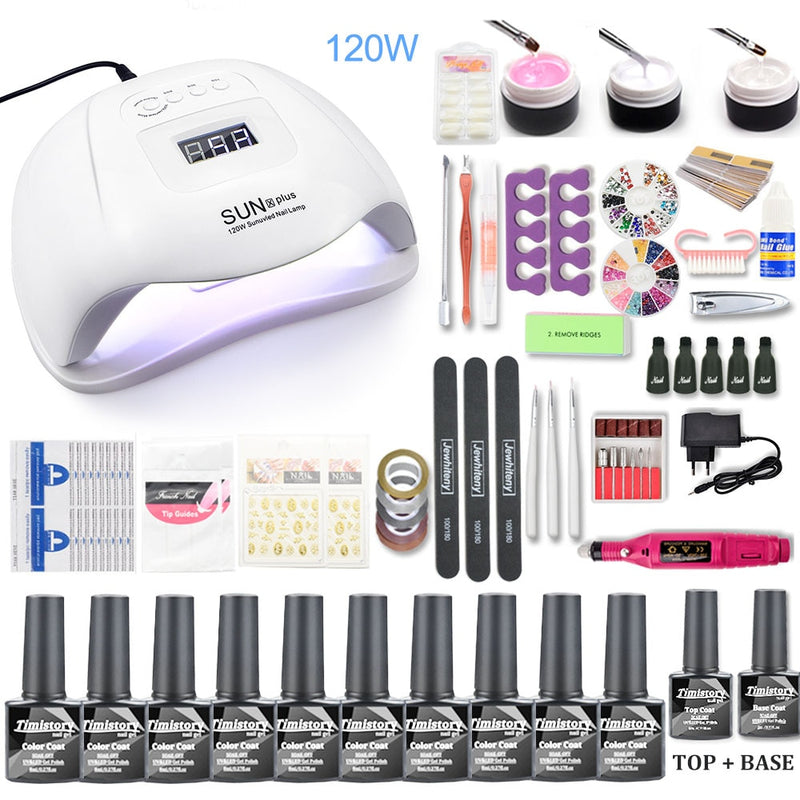 Nail Set 114W/54W UV LED Nail Lamp Dryer 20000RPM Machine Polish Nail Drill And Nail Extension Crystal Paste Nail Art Kit