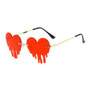 Fashion Dripping Heart Sun Glasses Personality Party Eye Glasses Frameless