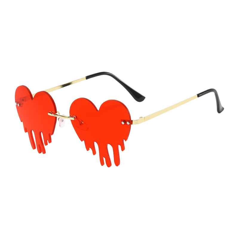 Fashion Dripping Heart Sun Glasses Personality Party Eye Glasses Frameless