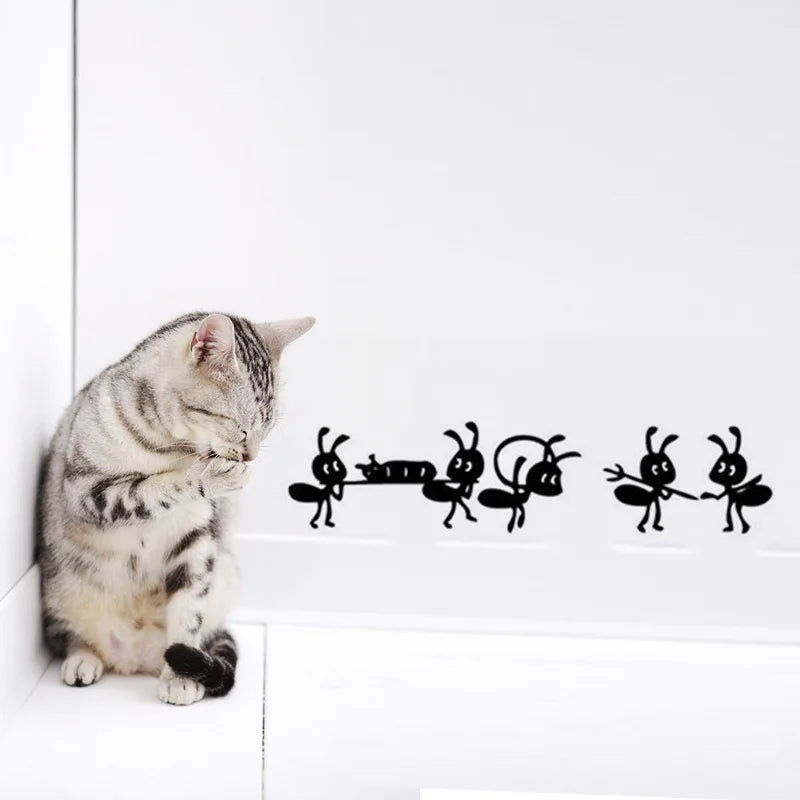 Cartoon Black Ants Move Wall Sticker for children's Rooms Home Decor Glass Windows Decoration Poster Mural Art Decals Stickers