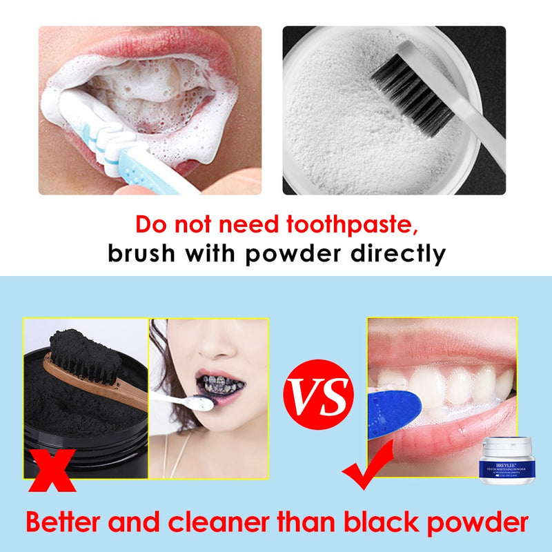 BREYLEE Teeth Whitening Powder Toothpaste Remove Plaque Stains Bleaching Dental Tools Oral Hygiene White Toothbrush Cleaning 30g