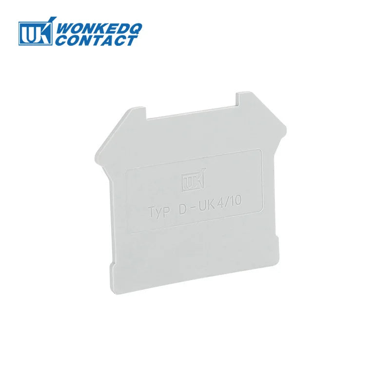 100Pcs D-UK4/10 End Plate For UK 3N/5N/6N/10N/25 UIK16 Connector UK 4/10 Din Rail Terminal Block Protection Contact End Cover