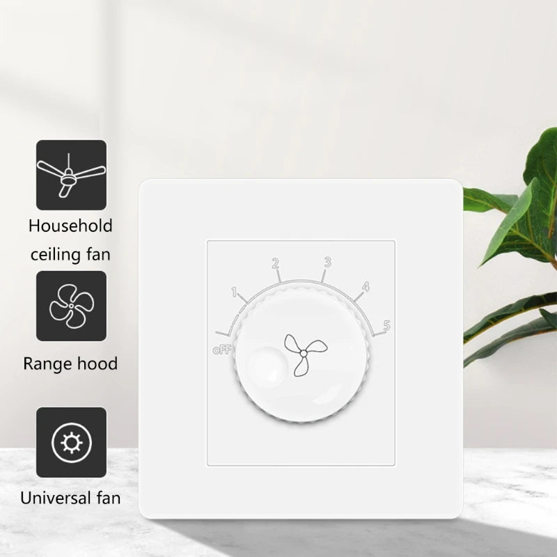 Universal Surface Mounted Ceiling Fan Speed Controller Fan Speed Control Switch Five-speed Electric Fan Switch Square