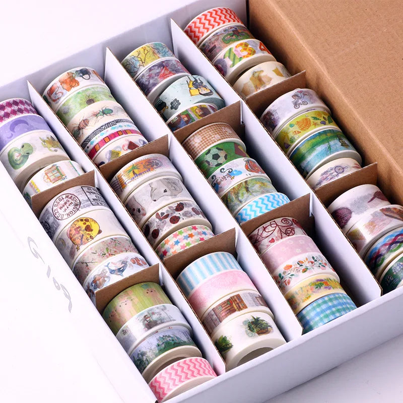 50 pcs/set Random Masking Washi Tape Decorative Adhesive paper Tape Diy Scrapbooking Label Cute Japanese Stationery Stickers