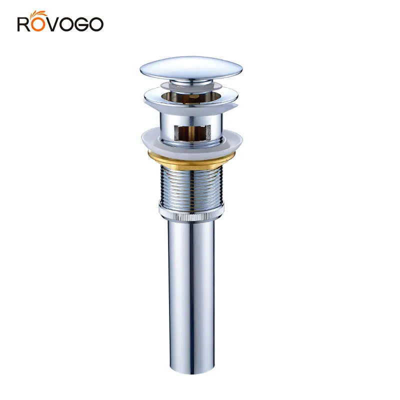 ROVOGO Pop up Drain for Bathroom Basin , Vessel Sink Pop Up Drain Stopper, Sink Drain Assembly With Overflow Brass Chrome