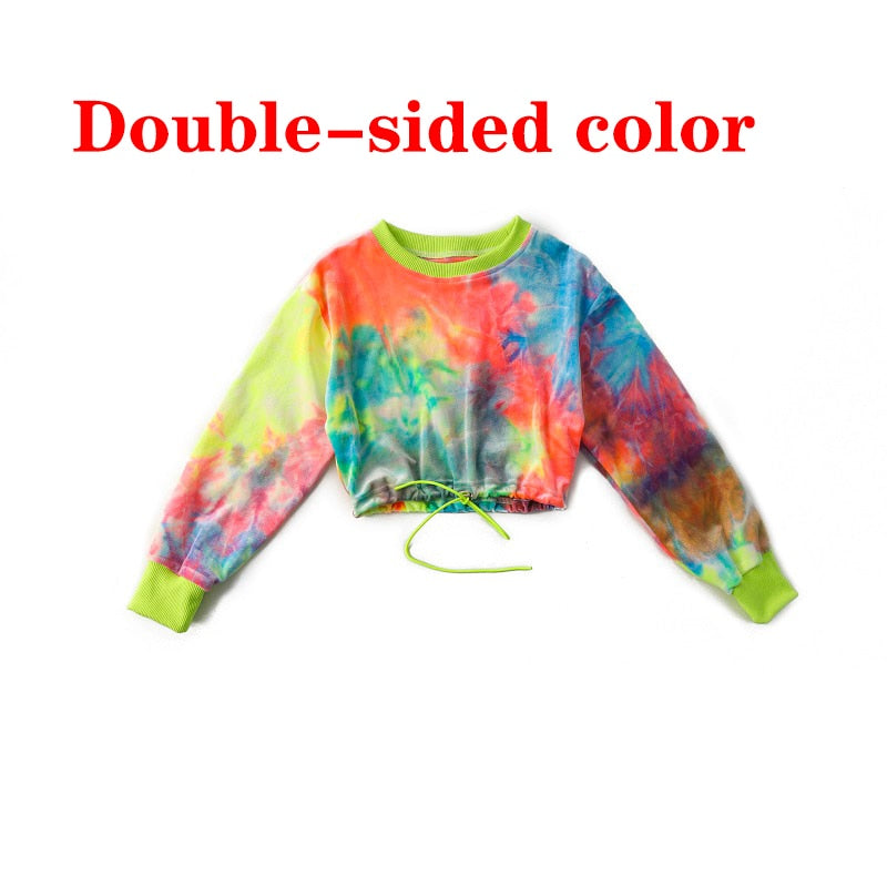 Hip Hop Clothing Multicolor Sweatshirt Causal Pants For Girls Jazz Ballroom Dancing Clothes Stage Outfits Rave Clothes DQS6039