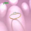 VISTOSO Goldringe für Damen, echter 9K 375 Gelbgoldring, funkelnde weiße Zirkonia-Versprechensringe, Jahrestags-Feinschmuck