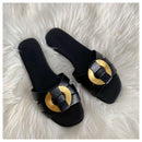 2020 Summer Slippers Women Brand Slide Flat Casual Sandal Female Beach Flip Flops Metal Buckle Slipper Big Size 41 zapatos mujer