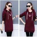 2021 Winter Women Long Thick Hoodies Sweet Knitted  Casual Sweatshirt Harajuku Students Pullover Autumn Moletom Steet Fashion