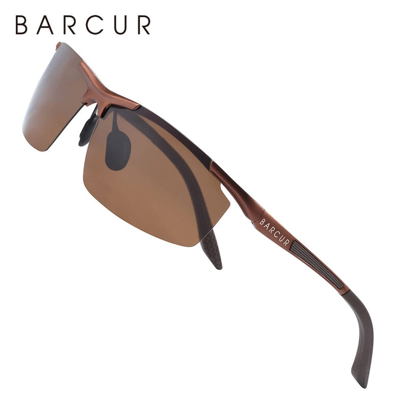 BARCUR Aluminum Magnesium Sports Polarized Sunglasses Men Mirror Sun Glasses Male oculos
