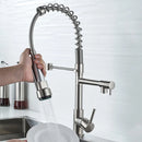 DQOK Black Brushed Spring Pull Down Kitchen Sink Faucet Hot & Cold Water Mixer Crane Tap with Dual Spout Deck Mounted