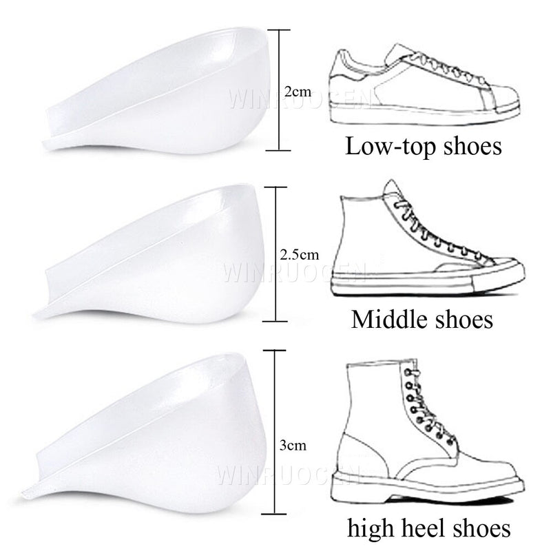 1.5cm 2.5cm 3.5cm Increase Height Silicone Gel Pads Heel Heightened Gel Insole In Socks Relieve Plantar Fasciitis Foot Care