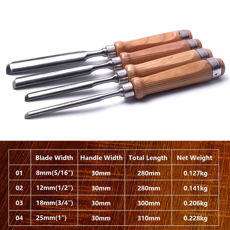 1pcs 5/16" To 1'' Semi-Circular Woodworking Chisel Chrome Vanadium Steel Wood Carving Gouge Chisel Sculpture Craft Woodcut Tool