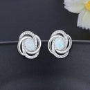 Ohrringe aus 925er Sterlingsilber mit Opal und Zirkonia Twist-Knoten-Steckerohrringe für Damen, 925er Silberschmuck Geschenk (Lam Hub Fong)