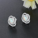 Ohrringe aus 925er Sterlingsilber mit Opal und Zirkonia Twist-Knoten-Steckerohrringe für Damen, 925er Silberschmuck Geschenk (Lam Hub Fong)