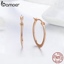 BAMOER Authentic 925 Sterling Silver Classic Round Circle Big Hoop Earrings for Women Sterling Silver Earrings Jewelry SCE478