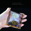 AURA REIKI Orgonite Pyramid Amethyst Sahasrara Chakra Jeremiel Natural White Crystal To Improve Mood Resin Pyramid Crafts C0146