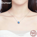 BAMOER Blaue Emaille Runde Perlen Silber 925 Weltraum Galaxie Astronaut Anhänger passend für europäische Modemarken Armbänder 3mm SCC1148