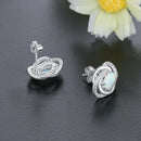 Ohrringe aus 925er Sterlingsilber mit Opal und Zirkonia Twist-Knoten-Steckerohrringe für Damen, 925er Silberschmuck Geschenk (Lam Hub Fong)