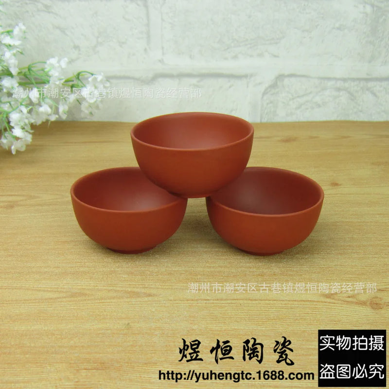 Promotion 6 Pcs Purple Clay Ceramic Tea Cup Set 60ml Big Capacity Black Teacup Cups Teacups Kung Fu A+ Quality Porcelain Gift
