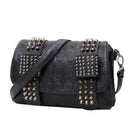 JIETOTYX Women Black Leather Messenger Bags Single Skull Rivet Shoulder Bags Sac A Main Bolsa Black Vintage Sexy Bag Lady Drop
