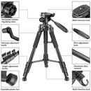 Neewer Portable 56 inches/142cm Aluminum Camera Tripod 3-Way Swivel Pan Head+Carrying Bag for Canon Nikon Sony DSLR Camera