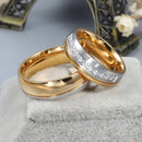 Vnox Wedding Ring for Women / Men Gold Color Love Engagement Couple Stainless Steel Lovers Jewlery Anniversary Gift US size