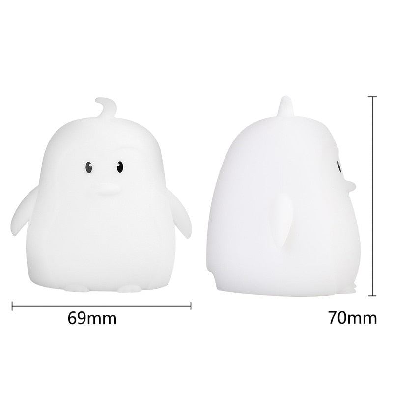 Mini Bear Rabbit Hippo Owl Penguin Lamp RGB LED Night Light Portable Cartoon Silicone Animal Lamp for Children Kids Baby Gift