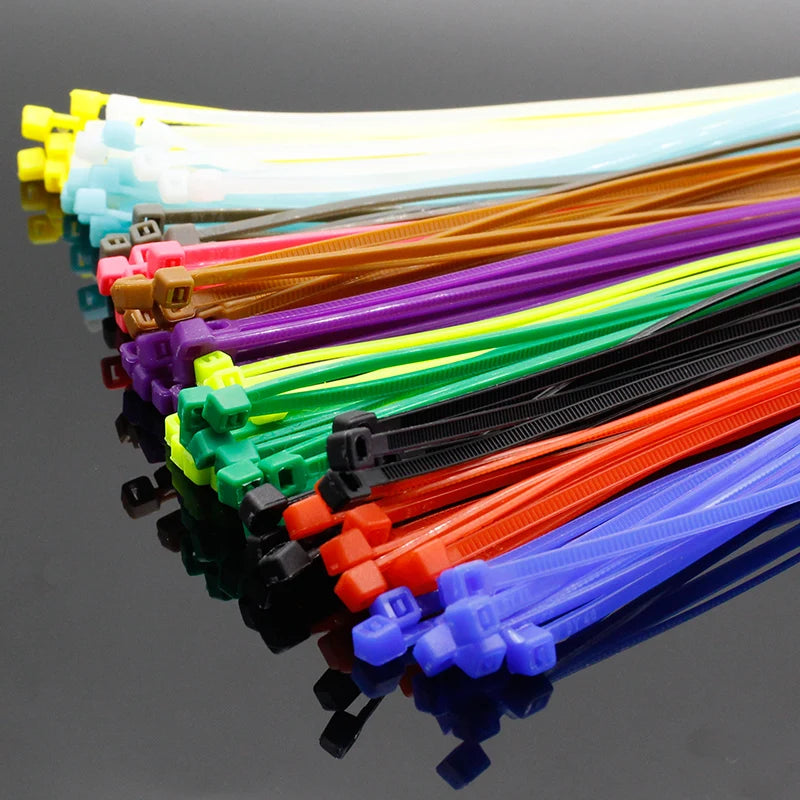 100Pcs/pack 4*200mm width 2.7mm Colorful Factory Standard Self-locking Plastic Nylon Cable Ties,Wire Zip Tie