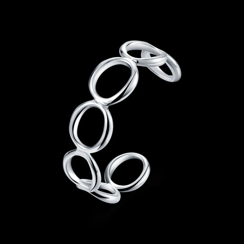Retro Silver Jewelry 925 Sterling Silver Round Shape Circle Bracelet Bangles Trendy Jewelry Bangles