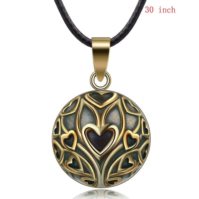 Eudora Copper Vintage Heart Tree Mexican Harmony Bola Ball  Pendant Necklace for Pregnancy Baby Vintage fine Jewelry N14NB327