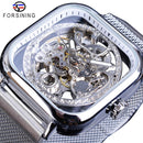 Forsining Men Mechanical Watches Automatic Self-Wind Golden Transparent Fashion Mesh Steel Wristwatch Skeleton Man Male Hot Hour