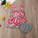 Citgeett Summer Infant Newborn Baby Girl Watermelon T-shirt Clothes+Briefs Striped Shorts Pants Outfit Sets