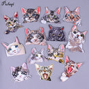 Pulaqi Diy Pocket Cat Patches Applique Embroidery Sew On Iron-on Parche Ropa Jeans Stripes T-shirt Stickers Cute Animal Patch H
