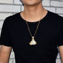 Geldbeutel-Anhänger Halskette Goldfarben Zirkonia Herren Hip-Hop Schmuck