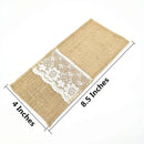 4"x8.5"Cutlery Holder Decoration Hessian Burlap Lace Wedding Cutlery Holder Pouch Rustic Decorations Favor 5BB5481