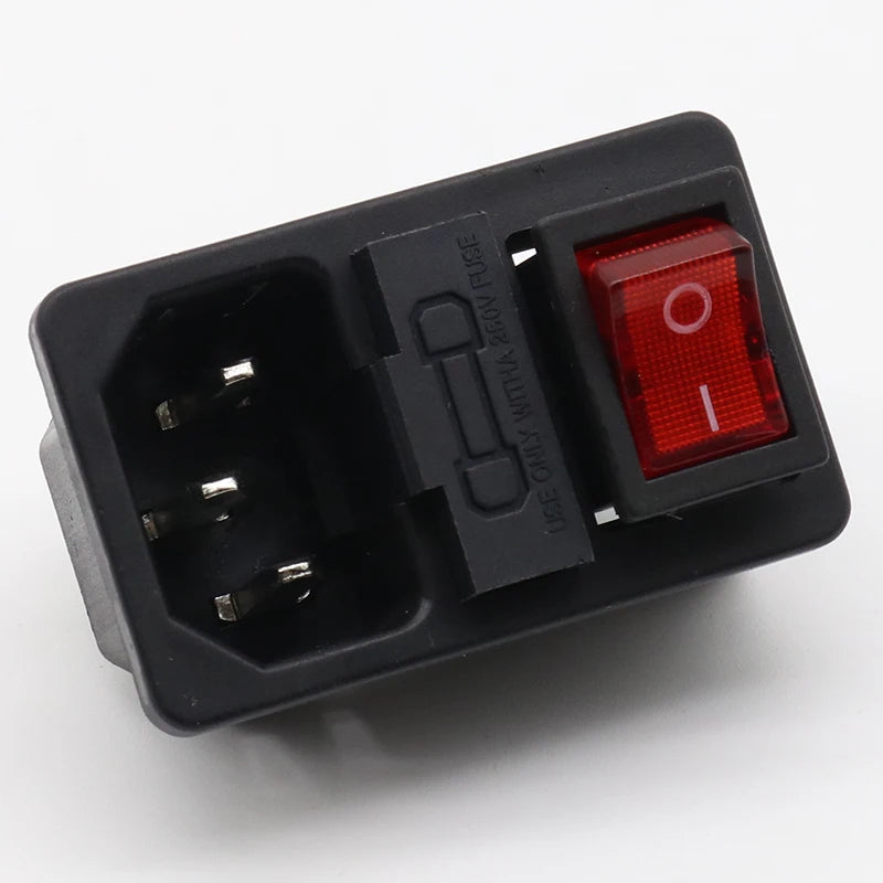 with 10A fuse ! Red Rocker Switch Fused IEC 320 C14 Inlet Power Socket Fuse Switch Connector Plug Connector