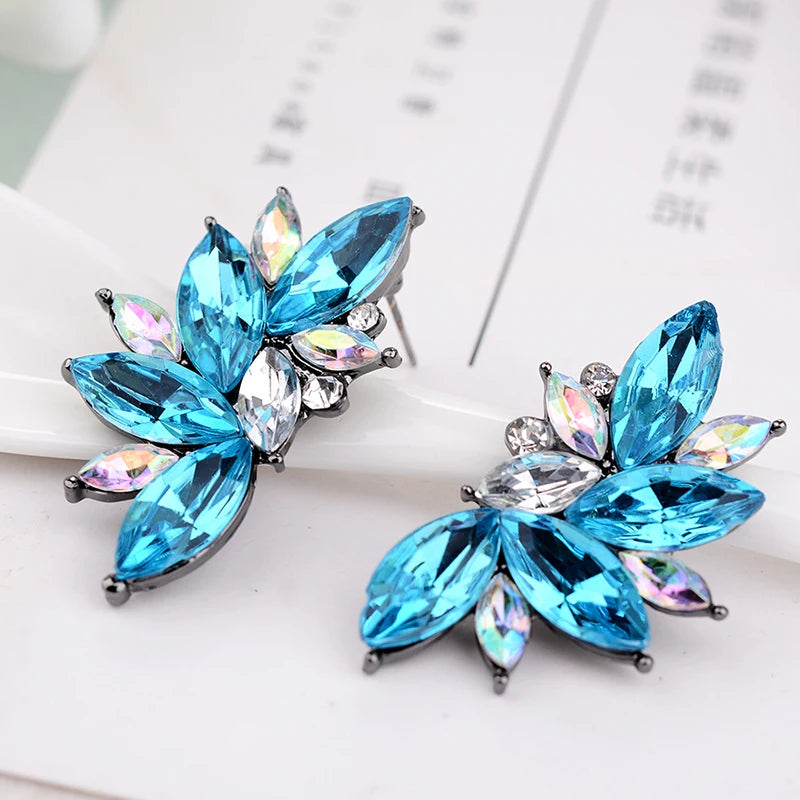 2018 Elegant Crystal Opal Stone Stud Earrings Christmas Party Earrings for Women Trendy Earrings 19 colors